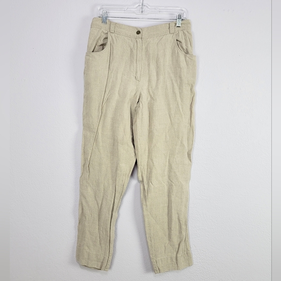 Vintage Pure Nature Earthy High Rise Relaxed Fit Linen Pants Size Large - Picture 4 of 15